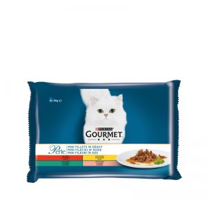 PURINA® GOURMET® Perle за котки в зряла възраст,Печено месо в сос, Асортимент 4х85 g