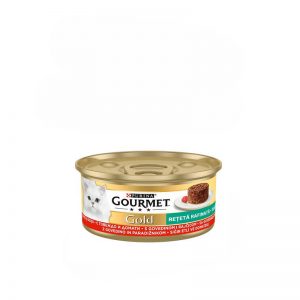 PURINA® Gourmet Gold Savoury Cake beef and tomatoes - пай говеждо месо и домати  за котки в зряла възраст, 85 гр.