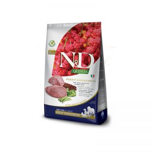 N&D Quinoa Weight Management Lamb, Broccoli Adult Mini – пълноценна храна с киноа за кучета в зряла възраст над 1г. за малки породи, за контрол на теглото с агнешко и броколи