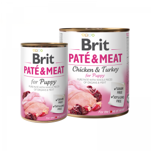 Brit Pate & Meat - Puppy - с пилешко и пуешко месо, хапки в пастет