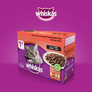 Whiskas Pouch Classic Selection Meat Mix - месни ястия в сос грейви 12x100 g