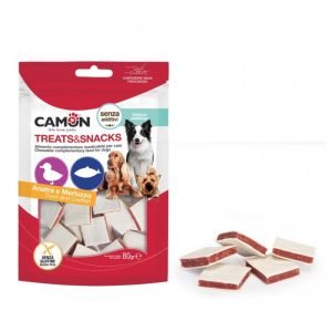 Camon Treats Snacks - Меки хапки във формата на сандвич с патешко месо и риба, 80 гр.