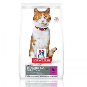 Hill’s Science Plan Sterilised Cat Young Adult с патешко – Пълноценна суха храна за млади кастрирани котки от 6 мес – 6 г.