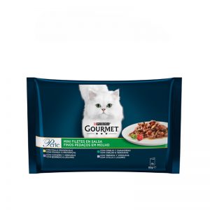 PURINA® GOURMET® Perle за котки в зряла възраст,Печено месо в сос с Заешко, Асортимент 4х85 g