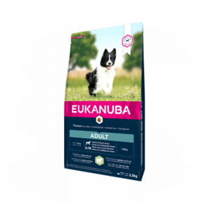EUKANUBA DOG ADULT SMALL AND MEDIUM LAMB AND RICE-Храната е подходяща за израснали кученца от дребни и средни породи. Възраст - над 10 месеца